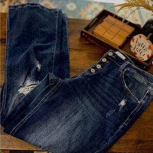 Dark Blue Distressed Women Jeans
